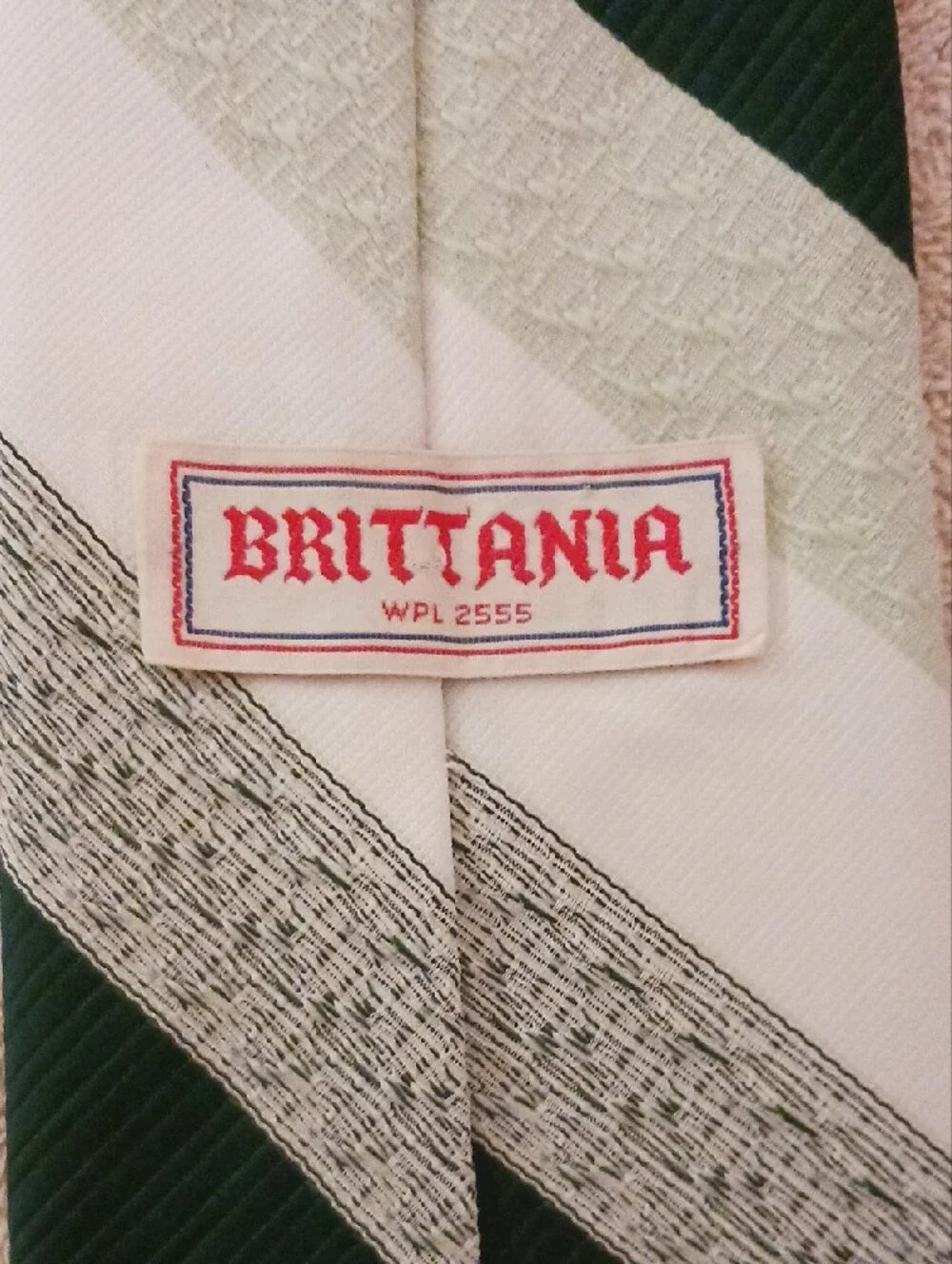 Striped Men's Tie in White, Light Green & Dark Green